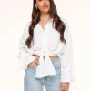 Olivia & Kate White Tied Cropped-Blouse Clearance