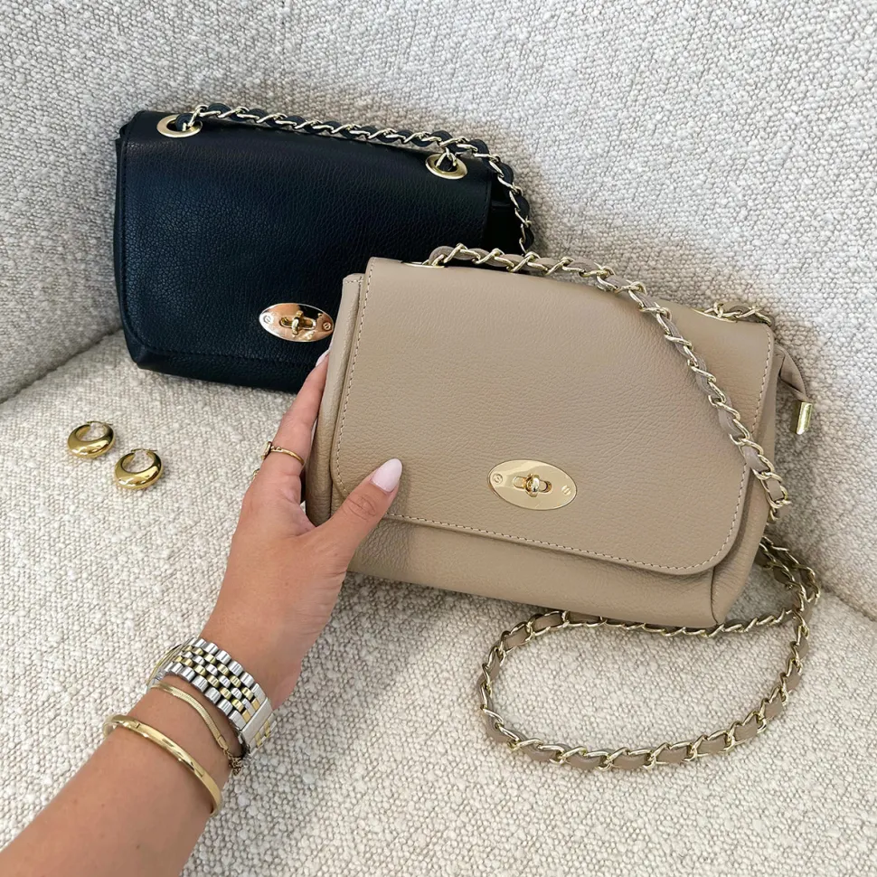 Olivia & Kate Zwarte Leren Crossbody-Tas New