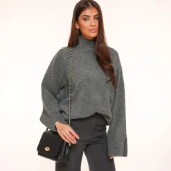 Olivia & Kate Zwarte Leren Crossbody-Tas New